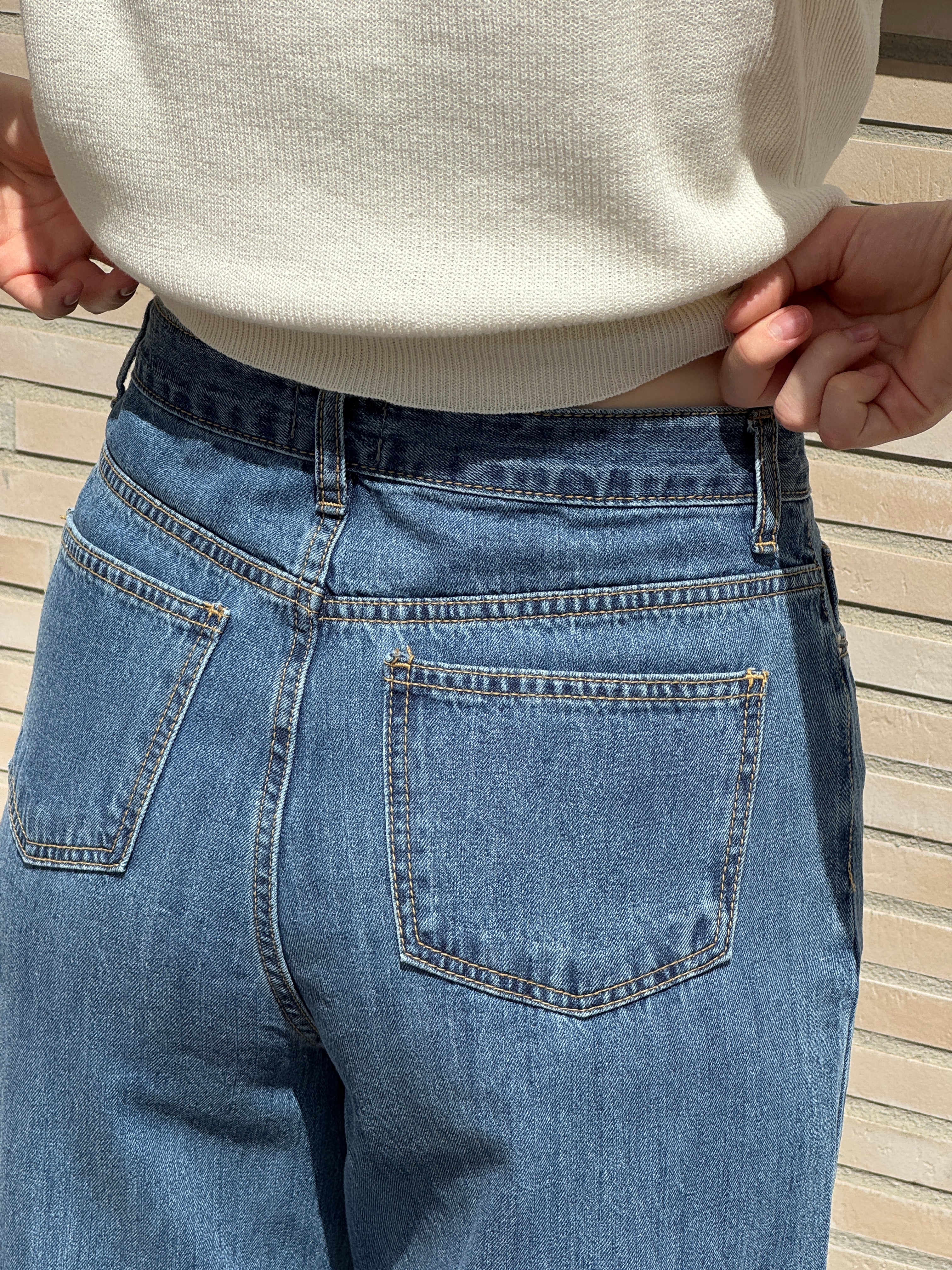 Loose Wide Denim Pants (100% Cotton)